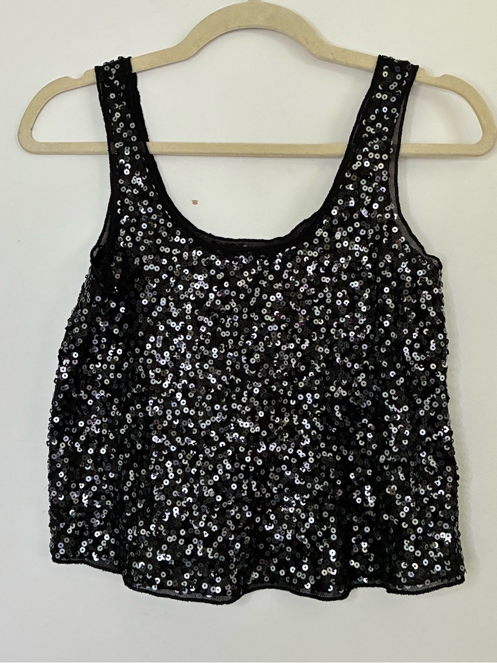 Express Black Sparkle Sequin Camisole Tank Y2K XS